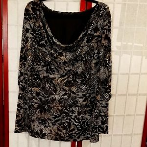 Lace Print Cowl Tunic with Smoothing Lining. Size 2X Daisy Fuentes